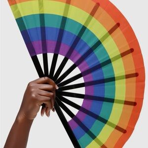 Vibrant Rainbow Hand Fan 🪭 13” 🌈